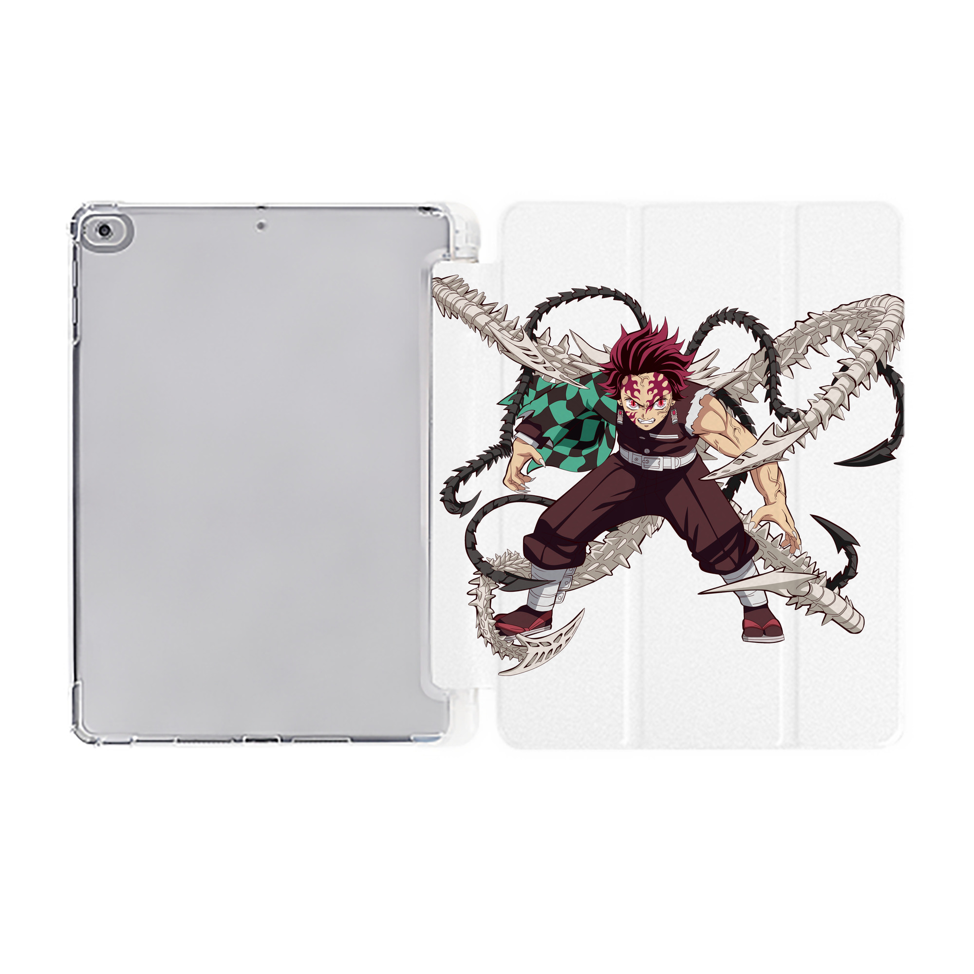 （画像用） 鬼滅の刃 竈門 炭治郎／かまど たんじろう Kamado Tanjirou IPad ケース ペン収納付き 三つ折りスタンド PUレザー×シリコン 対応機種9.5/10.5/10.9インチ